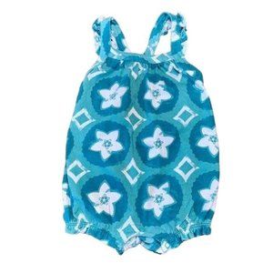 TEA COLLECTION Girls Romper 12-18 Toddler Girl Cross Back Bubble Playsuit Green